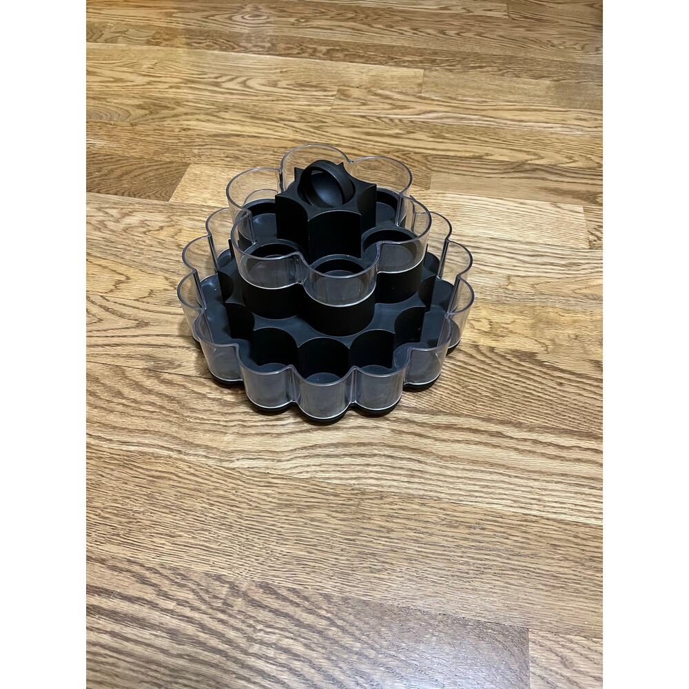 The Pampered Chef Rotating Black Tiered Spice Rack Organizer With Handle